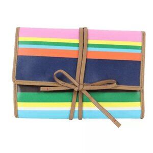 Stella Dot Multi Striped Vinyl 9.5 x 6.5 Bring Bling Jewelry Holder